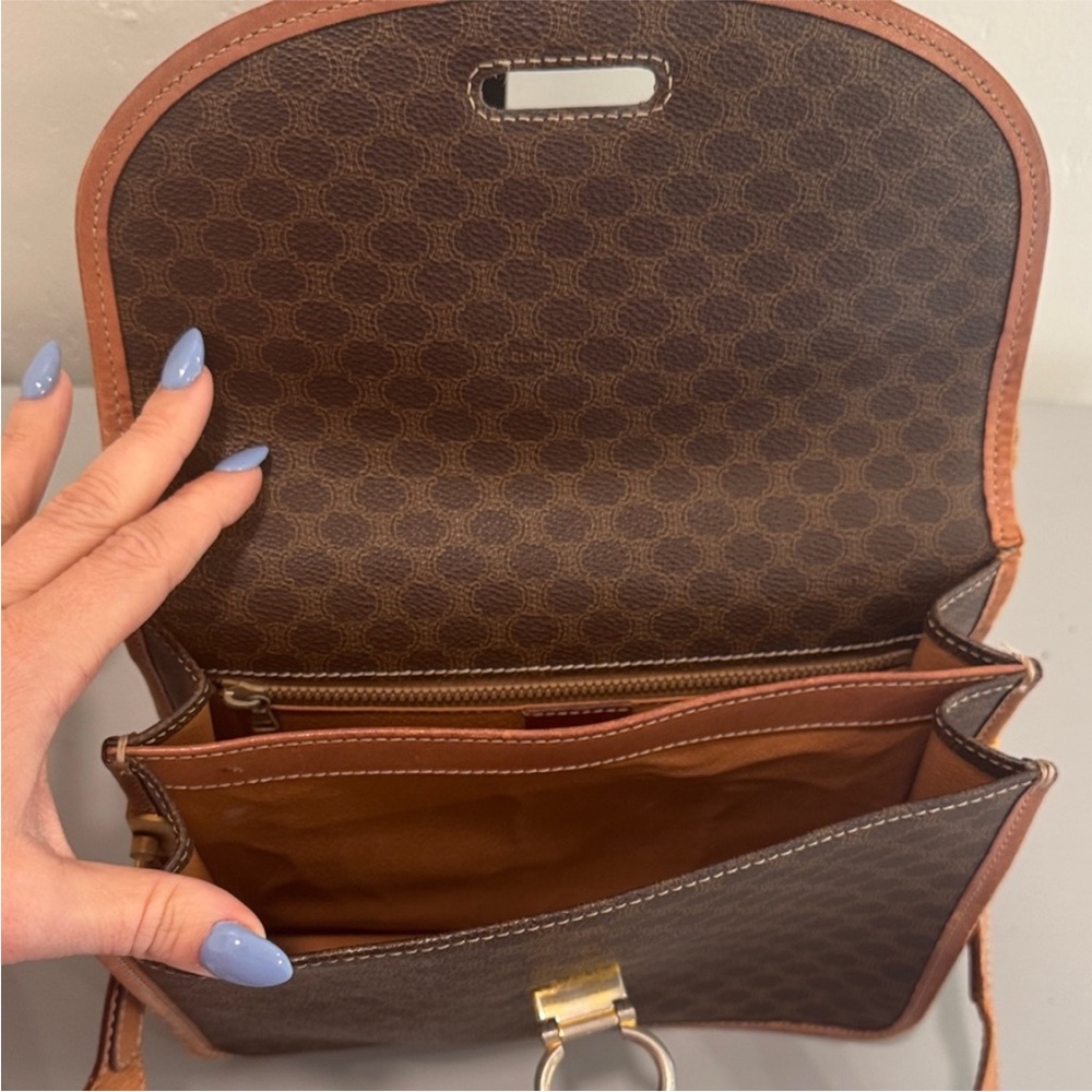 CELINE vintage Macadam DM96 Shoulder Bag Pochette Brown PVC/leather - Picture 9 of 11